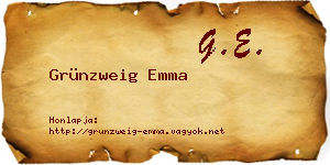 Grünzweig Emma névjegykártya